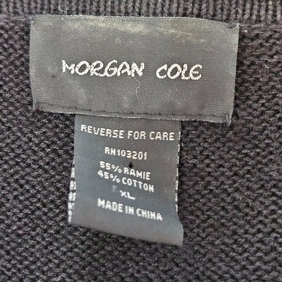 Morgan Cole Black Cardigan XL Vintage Embroidered Dragonflies Flowers - Picture 7 of 10